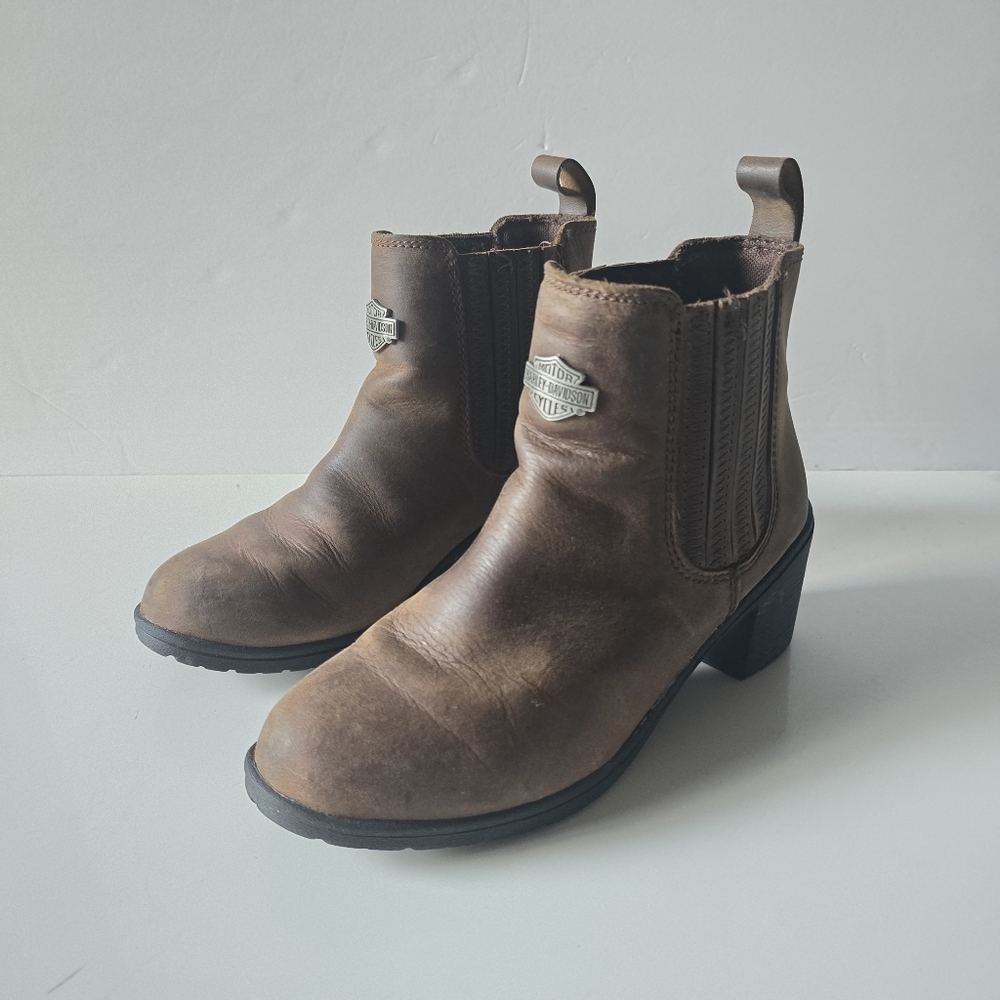 Harley Davidson :: Womans Brown Leather Booties